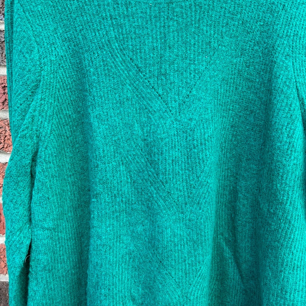Loft Marled Green Cable Knit Patterned Sweater - image 2